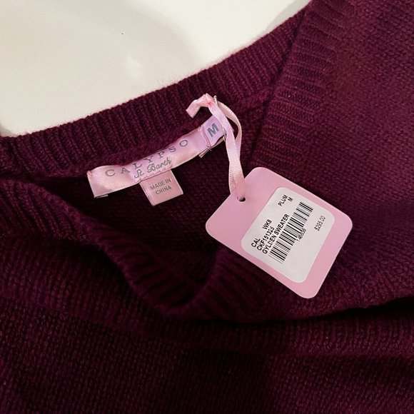 Calypso 100% Cashmere Plum V-Neck Sweater / Size Medium / NWT (Ret: $295) - Picture 12 of 16